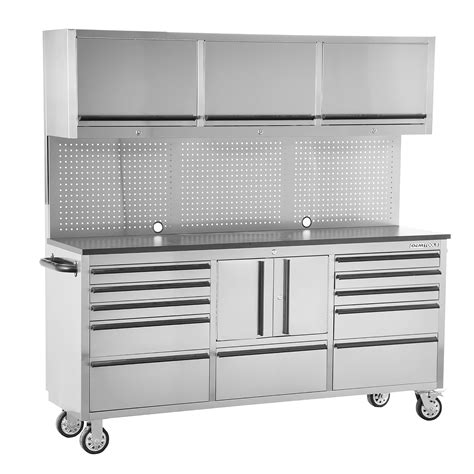 72 inch 11-drawer stainless steel tool box with cabinets|72 inch stainless tool cabinet.